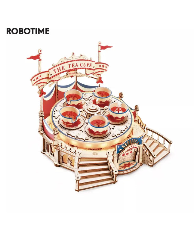 Robotime Rokr Tilt-A-Whirl The Tea Cup Amusement Park Series Building Toy Birthday Xmas Gifts For Kids Children 3D Wooden Puzzle beldemo5-toys2
