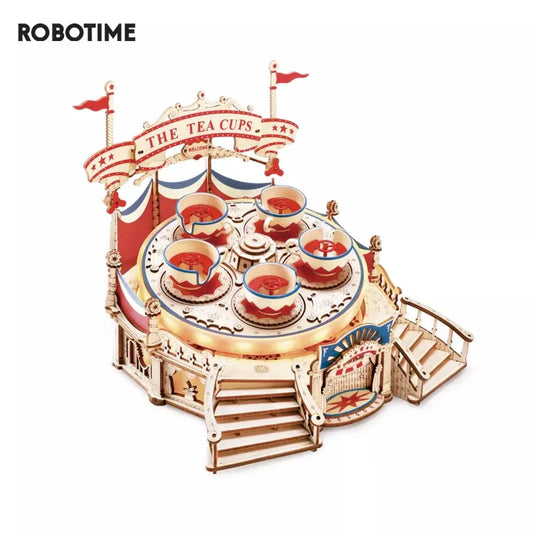 Robotime Rokr Tilt-A-Whirl The Tea Cup Amusement Park Series Building Toy Birthday Xmas Gifts For Kids Children 3D Wooden Puzzle beldemo5-toys2