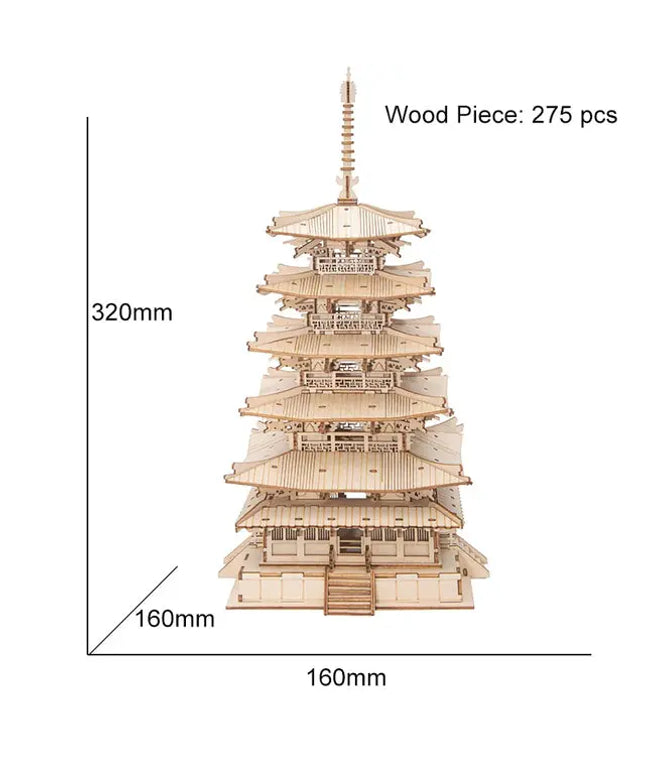 Robotime Five-storied Pagoda 3D Wooden Puzzle Toys For Children Kids Birthday Christmas Gift Home Decoration TGN02 Dropshipping beldemo5-toys2