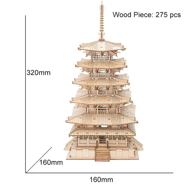 Robotime Five-storied Pagoda 3D Wooden Puzzle Toys For Children Kids Birthday Christmas Gift Home Decoration TGN02 Dropshipping beldemo5-toys2