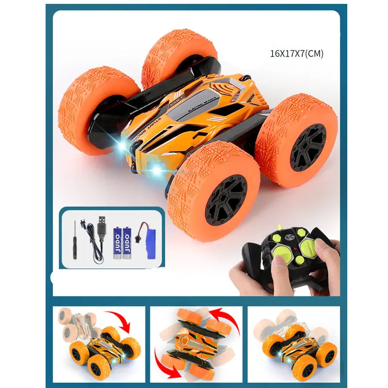 Double-sided Tumbling Stunt Dump Truck Charging Version Remote Control Toy beldemo5-toys2