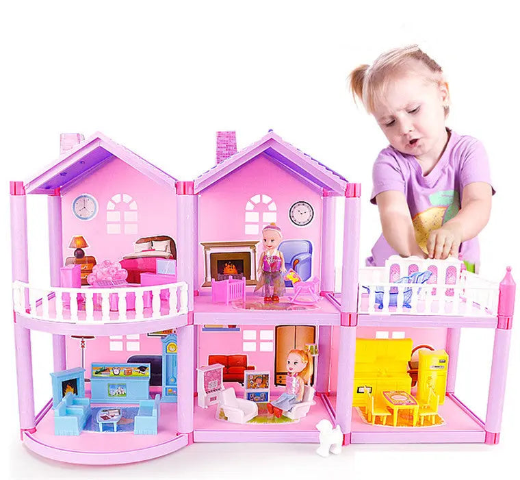 House Doll House Villa DIY Assembled House beldemo5-toys2
