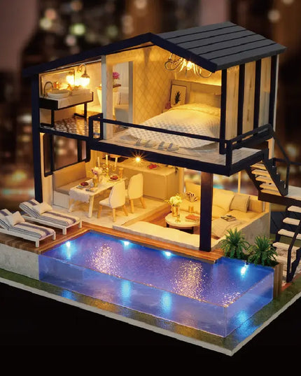 Doll House Wooden Furniture Diy House Miniature Box Puzzle Assemble 3D Miniaturas Dollhouse Kits Toys For Children Birthday Gift beldemo5-toys2