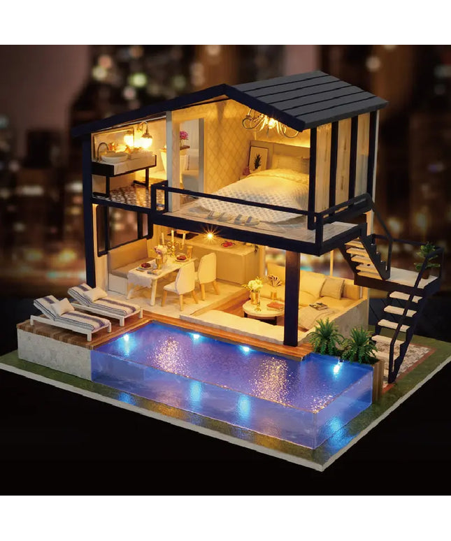 Doll House Wooden Furniture Diy House Miniature Box Puzzle Assemble 3D Miniaturas Dollhouse Kits Toys For Children Birthday Gift beldemo5-toys2