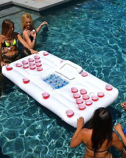 Water Party  Air Mattress Ice Bucket Cooler Cup Holder Inflatable Beer Pong Table Pool Float beldemo5-toys2