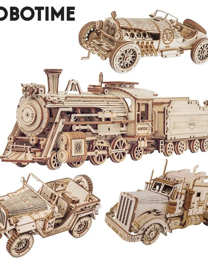 Robotime ROKR Train Model 3D Wooden Puzzle Toy Assembly Locomotive Model Building Kits for Children Kids Birthday Christmas Gift beldemo5-toys2