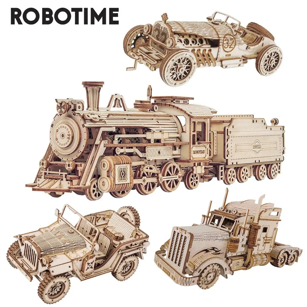 Robotime ROKR Train Model 3D Wooden Puzzle Toy Assembly Locomotive Model Building Kits for Children Kids Birthday Christmas Gift beldemo5-toys2