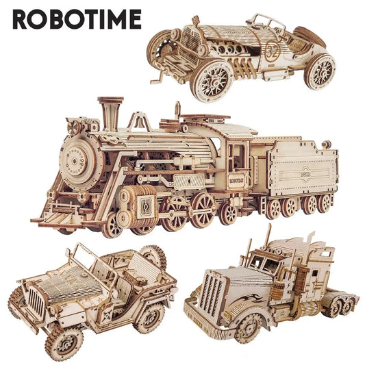 Robotime ROKR Train Model 3D Wooden Puzzle Toy Assembly Locomotive Model Building Kits for Children Kids Birthday Christmas Gift beldemo5-toys2