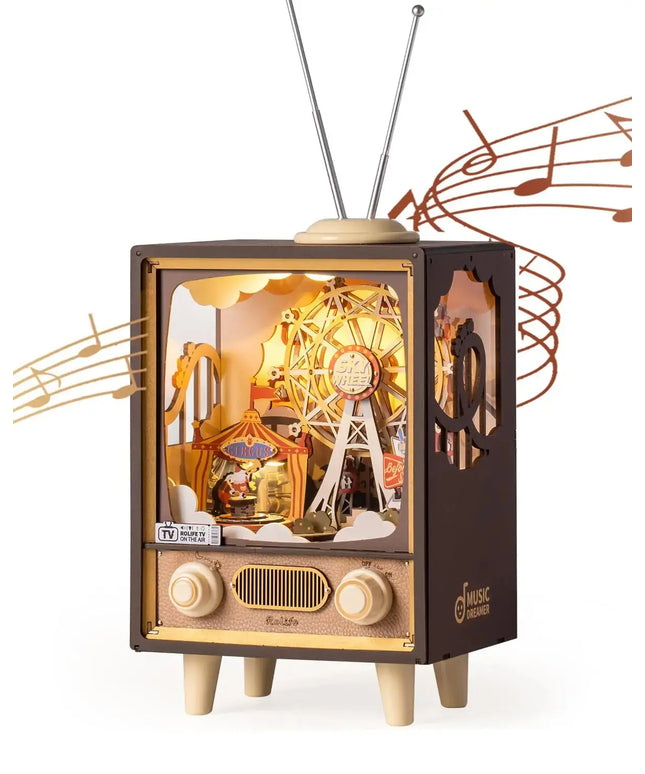 Robotime Rolife Sunset Carnival Music Boxes With Lights For Kids Adults Home Decoration Luxurious Design 3D Wooden Puzzle Toys beldemo5-toys2