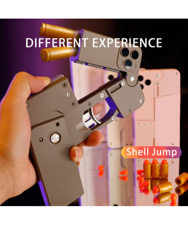Harmless Folding Pistol Bullet Automatic Shell Throwing Toy Creative Soft  Mobile Phone Appearance Gun Outdoor Interactive Kid Gift beldemo5-toys2