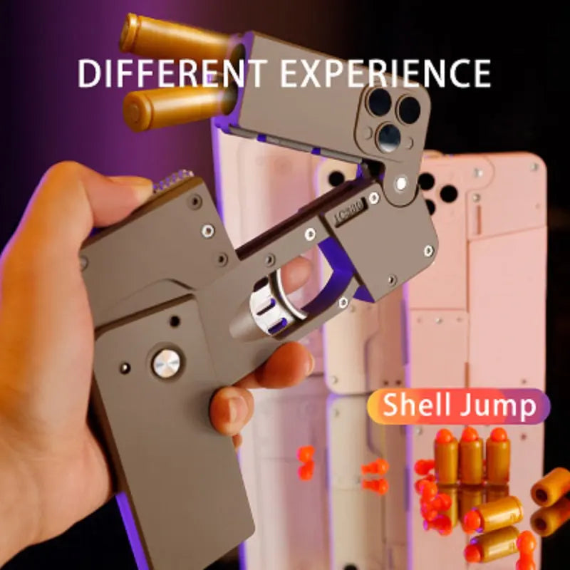 Harmless Folding Pistol Bullet Automatic Shell Throwing Toy Creative Soft  Mobile Phone Appearance Gun Outdoor Interactive Kid Gift beldemo5-toys2