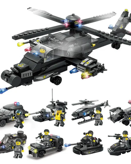 Military aircraft carrier police building blocks children assembled DIY toys beldemo5-toys2