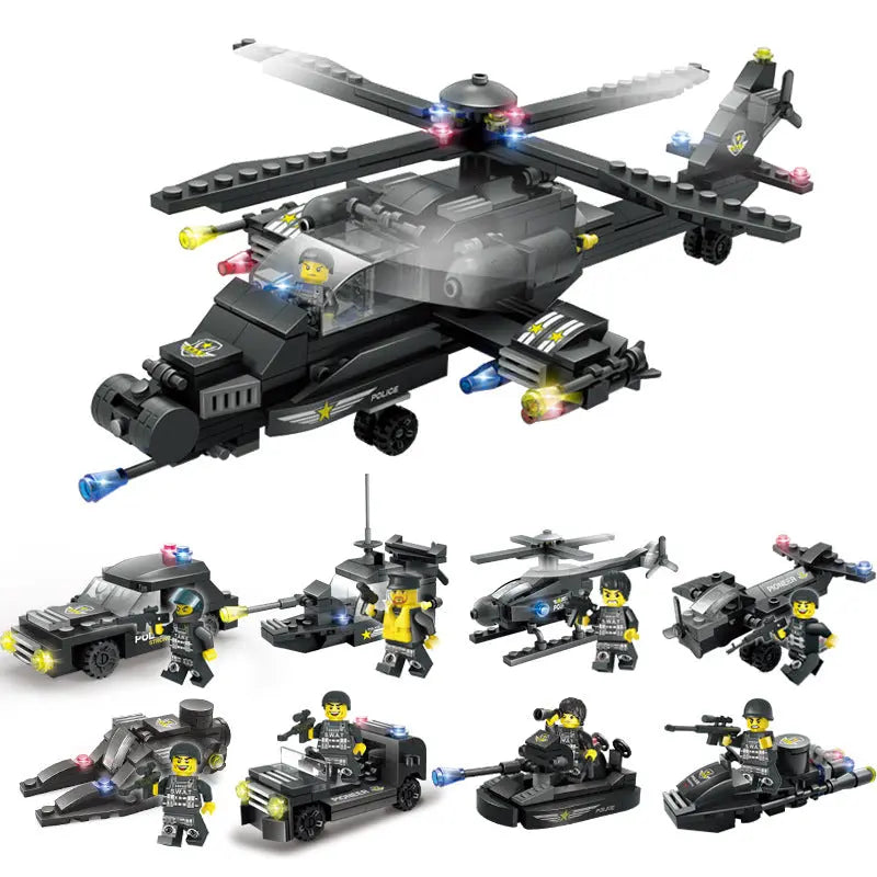 Military aircraft carrier police building blocks children assembled DIY toys beldemo5-toys2