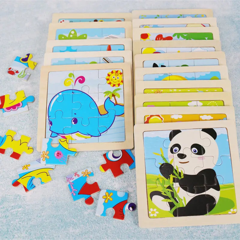 Children cartoon 3D puzzle 9 pieces puzzle animal wooden beldemo5-toys2