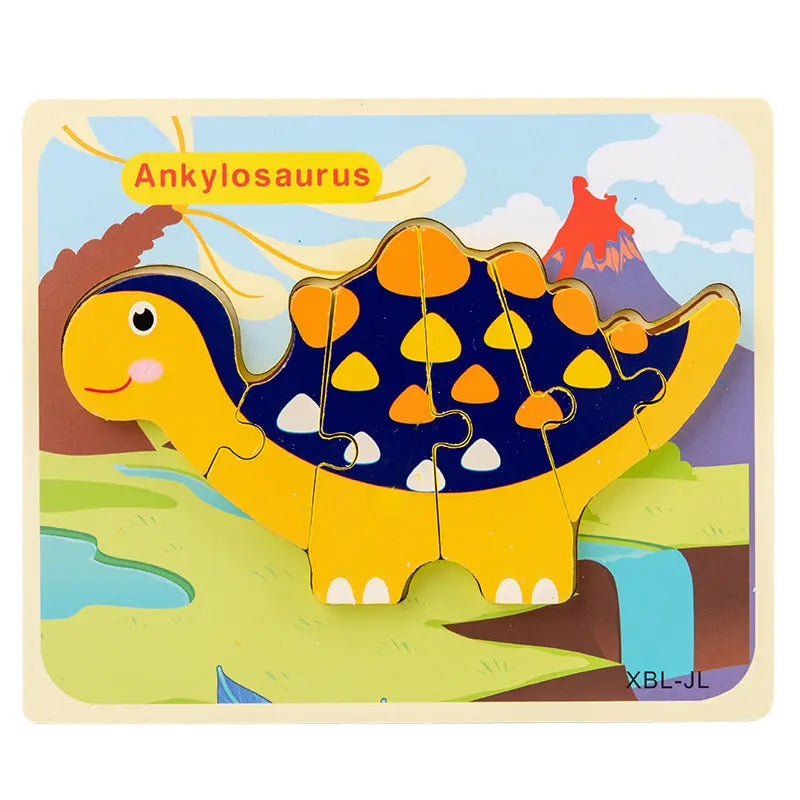 Baby Wooden Cartoon Dinosaur 3D Puzzle Jigsaw for Kids Montessori Early Learning Educational Puzzle Toys beldemo5-toys2