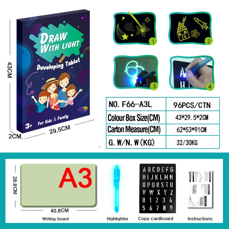 Educational Toy Drawing Pad 3D Magic 8 Light Effects Puzzle Board Sketchpad beldemo5-toys2