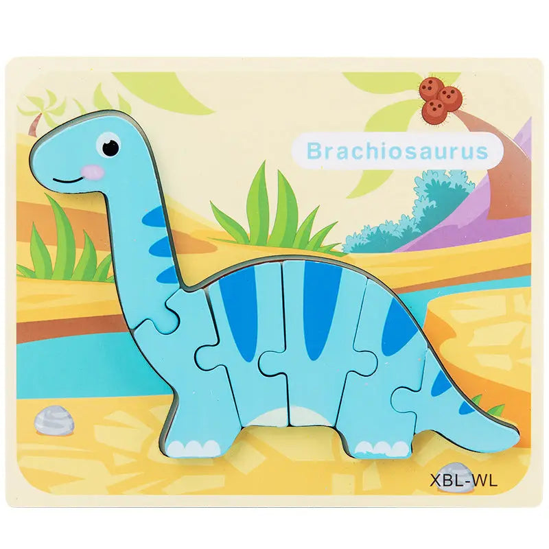 Baby Wooden Cartoon Dinosaur 3D Puzzle Jigsaw for Kids Montessori Early Learning Educational Puzzle Toys beldemo5-toys2