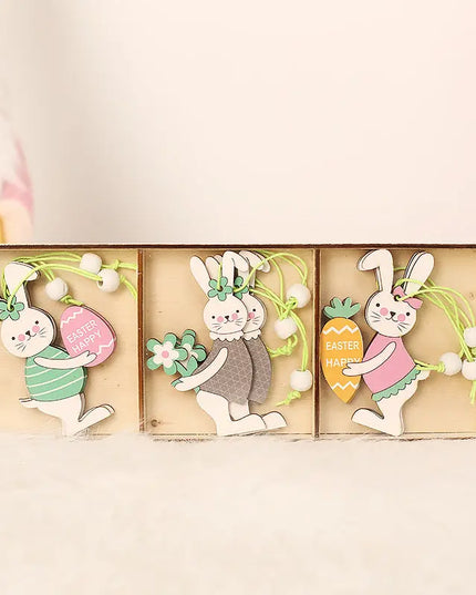 Easter Bunny Egg Animal Painting Pendant Wooden Crafts beldemo5-toys2