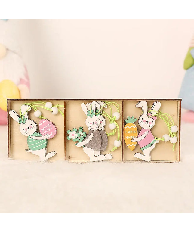 Easter Bunny Egg Animal Painting Pendant Wooden Crafts beldemo5-toys2