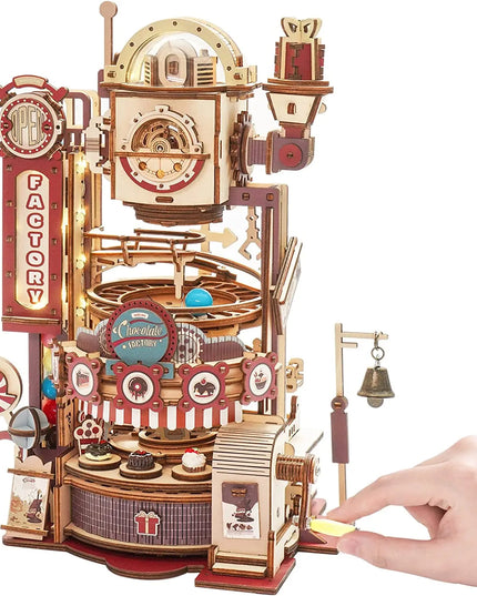 Robotime ROKR Marble Chocolate Factory 3D Wooden Puzzle Games Assembly Model Building Toys For Children Kids Birthday Gift beldemo5-toys2