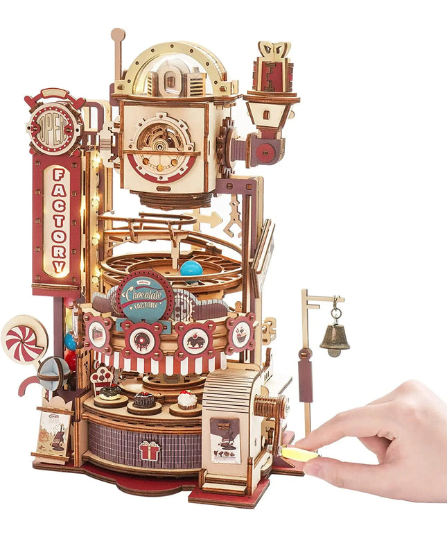 Robotime ROKR Marble Chocolate Factory 3D Wooden Puzzle Games Assembly Model Building Toys For Children Kids Birthday Gift beldemo5-toys2