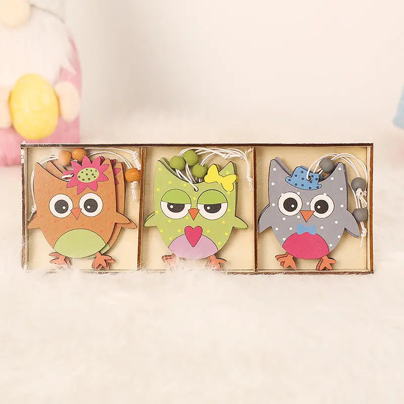 Easter Bunny Egg Animal Painting Pendant Wooden Crafts beldemo5-toys2