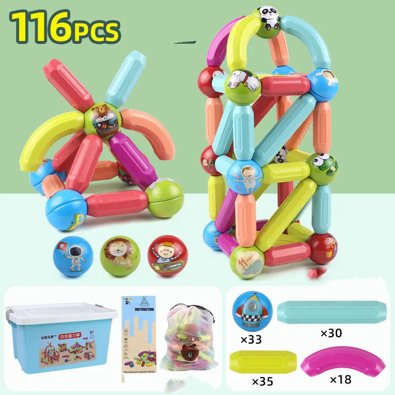 Big Size DIY Magnetic Construction Set Early Learning Constructor Variety Magnetic Rod Building Blocks For Children Toys Gift beldemo5-toys2