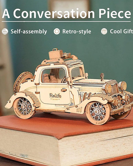 Robotime Rolife Vintage Car Model 3D Wooden Puzzle Toys For Chilidren Kids beldemo5-toys2