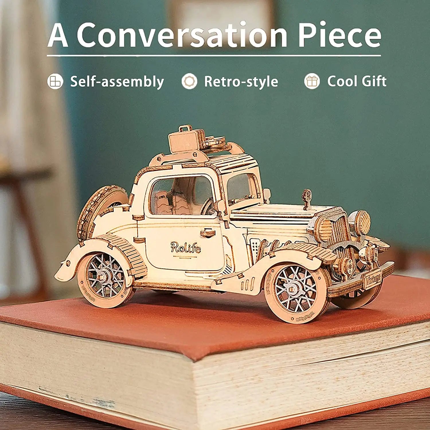 Robotime Rolife Vintage Car Model 3D Wooden Puzzle Toys For Chilidren Kids beldemo5-toys2