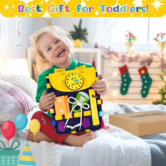 Toddler Busy Board Backpack With Buckles And Learning Activity Toys Develop Basic Life Skills beldemo5-toys2
