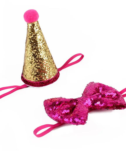 Pet Sequin Party Hat & Bow beldemo5-toys2