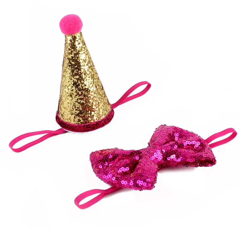 Pet Sequin Party Hat & Bow beldemo5-toys2