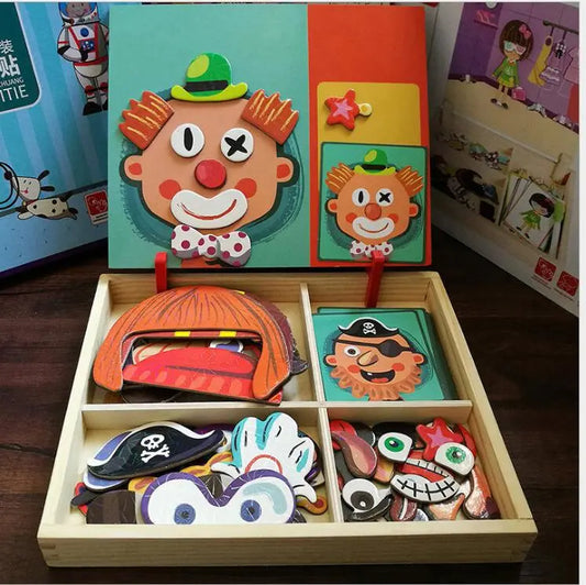 Montessori Magnetic Fun Puzzle Children's Wooden Puzzle Box Game Cartoon Educational Painting Toys For Children Gift Antistress beldemo5-toys2