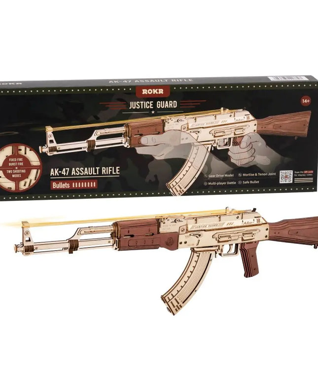 Rokr Automatic Rifle AK-47 Gift For Boys Wooden Puzzle Gun Double Firing Model beldemo5-toys2