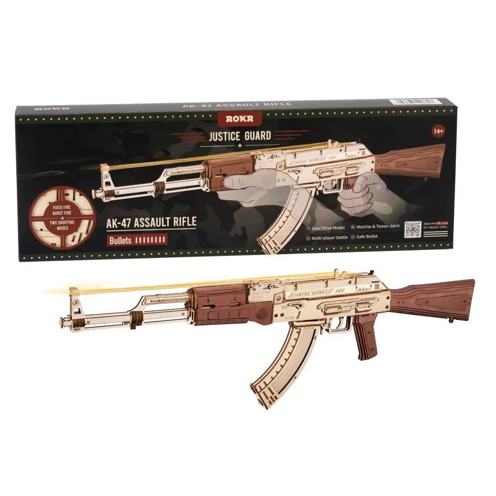 Rokr Automatic Rifle AK-47 Gift For Boys Wooden Puzzle Gun Double Firing Model beldemo5-toys2