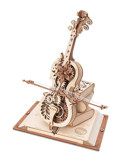 Robotime ROKR Magic Cello Mechanical Music Box Moveable Stem Funny Creative Toys For Child Girls 3D Wooden Puzzle AMK63 beldemo5-toys2