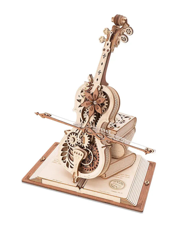 Robotime ROKR Magic Cello Mechanical Music Box Moveable Stem Funny Creative Toys For Child Girls 3D Wooden Puzzle AMK63 beldemo5-toys2
