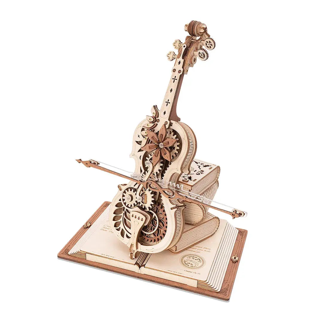 Robotime ROKR Magic Cello Mechanical Music Box Moveable Stem Funny Creative Toys For Child Girls 3D Wooden Puzzle AMK63 beldemo5-toys2