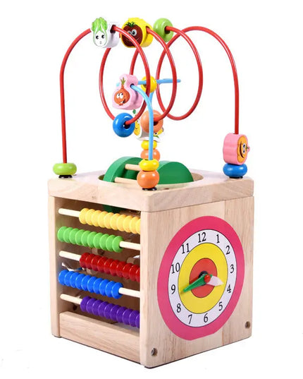 Wooden children's puzzle beetle surrounded by large beads beldemo5-toys2