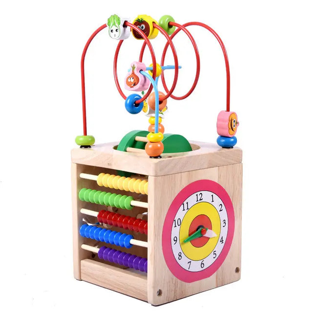 Wooden children's puzzle beetle surrounded by large beads beldemo5-toys2