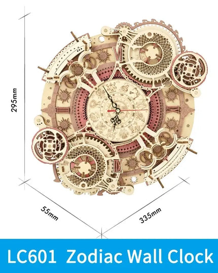 Robotime ROKR Zodiac Wall Clock 3D Wooden Puzzle Model Assembly Toys Gifts for Children Kids Teens LC601 Support Dropshipping beldemo5-toys2