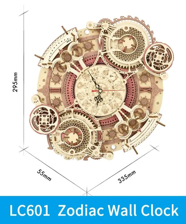 Robotime ROKR Zodiac Wall Clock 3D Wooden Puzzle Model Assembly Toys Gifts for Children Kids Teens LC601 Support Dropshipping beldemo5-toys2