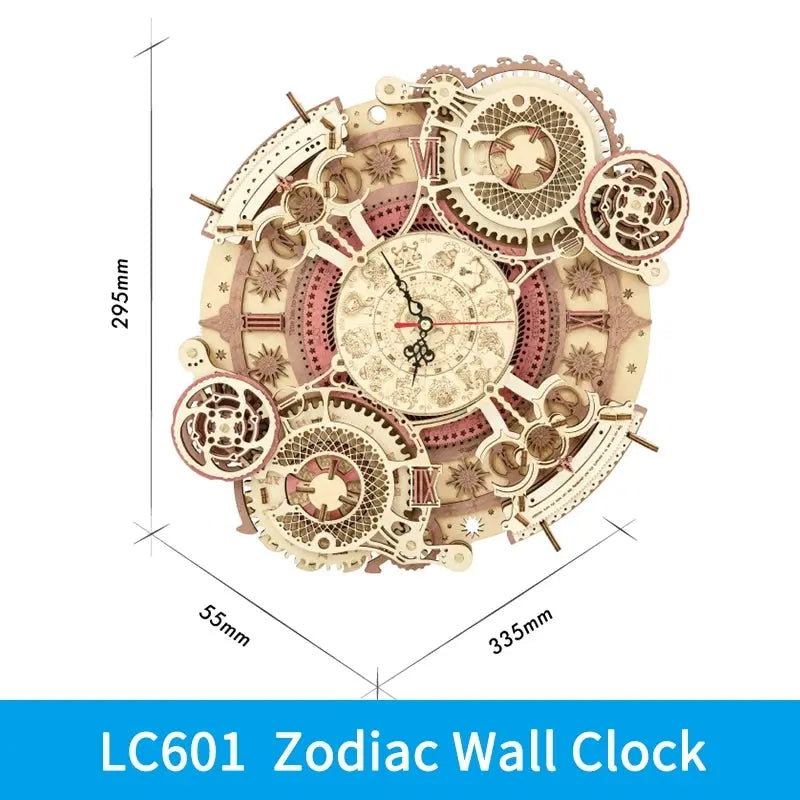 Robotime ROKR Zodiac Wall Clock 3D Wooden Puzzle Model Assembly Toys Gifts for Children Kids Teens LC601 Support Dropshipping beldemo5-toys2
