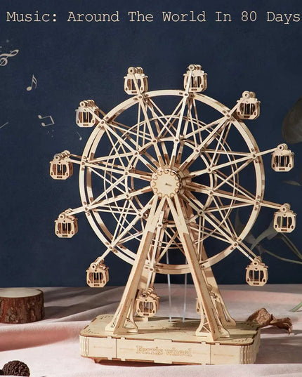 Robotime DIY Wooden Rotatable Ferris Wheel Model With Playing Music Toys For Children Birthday TGN01 beldemo5-toys2