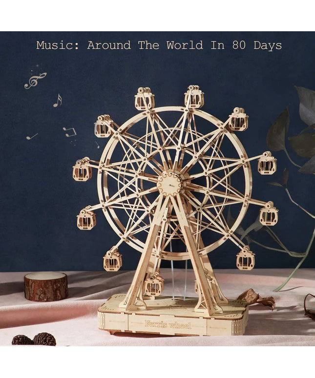 Robotime DIY Wooden Rotatable Ferris Wheel Model With Playing Music Toys For Children Birthday TGN01 beldemo5-toys2