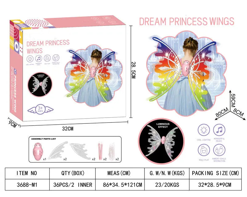 Girls Electrical Butterfly Wings With Lights Glowing Shiny Dress Up Moving Fairy Wings For Birthday Wedding Christmas Halloween beldemo5-toys2
