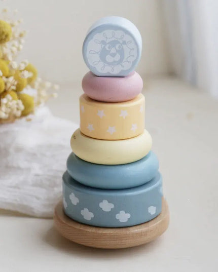 Children's Puzzle Wooden Folding Music Set Column, Rainbow Tower Ring, Large Early Childhood Education Toy Wood beldemo5-toys2