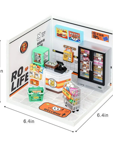 Robotime Rolife Super Creator Daily Plastic DIY Miniature House Cafe Energy Supply Store Building Block Sets English Version beldemo5-toys2