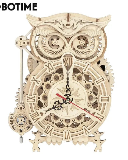 Robotime Rokr Creative DIY Toys 3D Owl Wooden Clock Building Block Kits For Children Christmas Gifts Home Decoration LK503 beldemo5-toys2