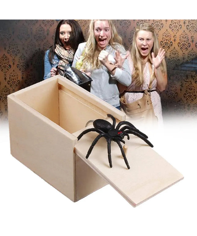 Prank Spider Wooden Scare Box Trick Play Joke Lifelike Surprise April Fools' Day Funny Novelty Toys Gags Practical Gifts beldemo5-toys2